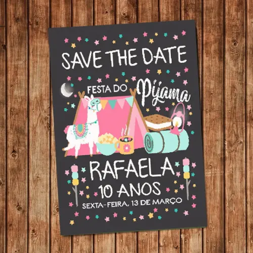 Convite Lhama Save The Date Lhama Aniversário Festa Digital