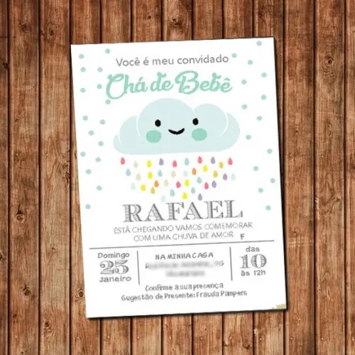 Convite Chuva de Amor Nuvem Chá de Bebê Festa Digital