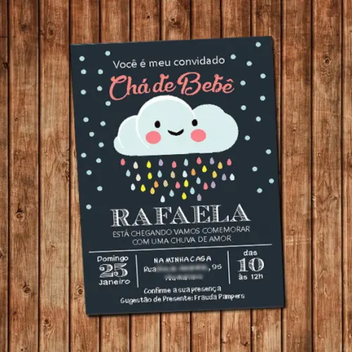 Convite Chuva de Amor Nuvem Chá de Bebê Digital