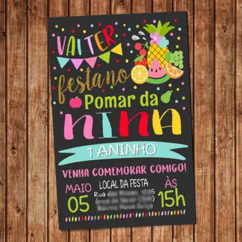 Convite Frutas Pomar Aniversário Digital