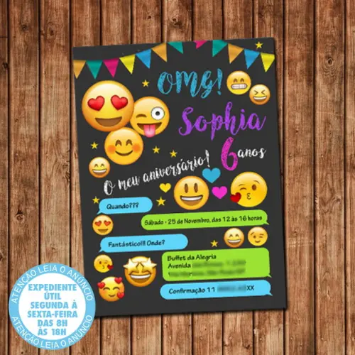 Convite Emoji Aniversário Emoji Festa Digital