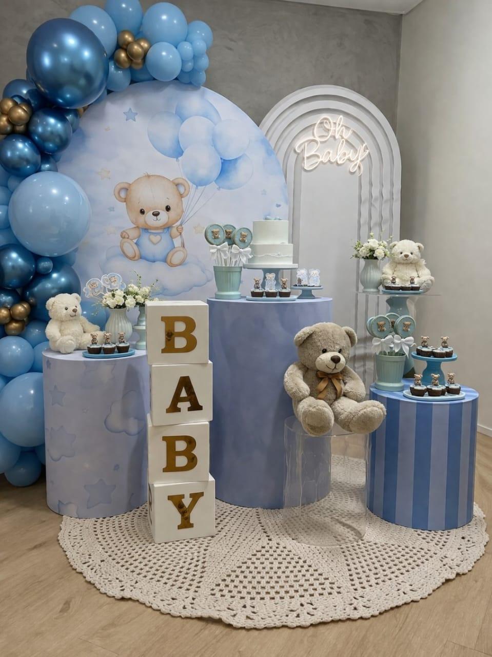 ALUGUEL DE DECORAÇÃO CHÁ DE BEBE URSINHO AZUL