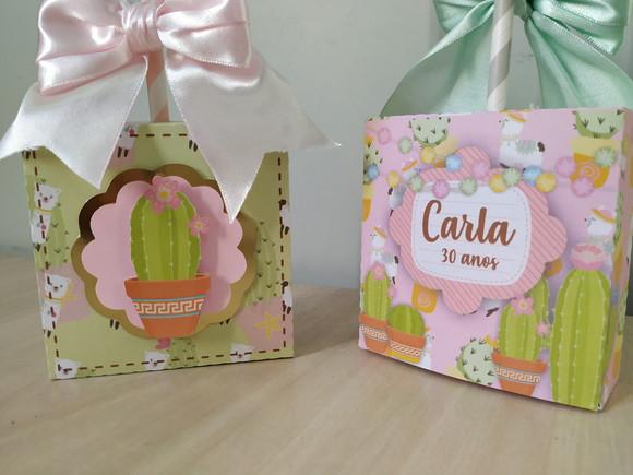 Caixa Personalizada Lhama e Cactos 8 Unidades