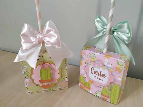 Caixa Personalizada Lhama e Cactos 8 Unidades