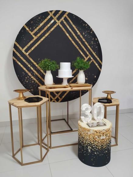 Decoração Adulto 30 Anos Preto e Dourado
