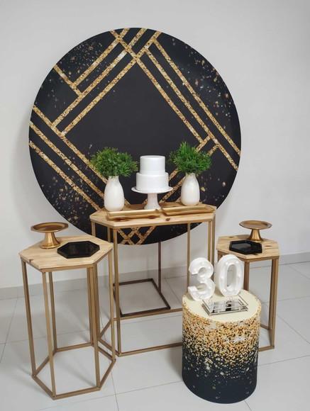 Decoração Adulto 30 Anos Preto e Dourado