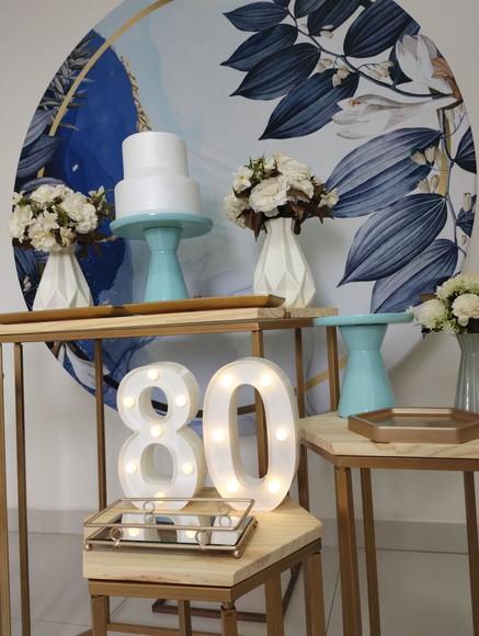 Decoração Azul Festa 80 Anos