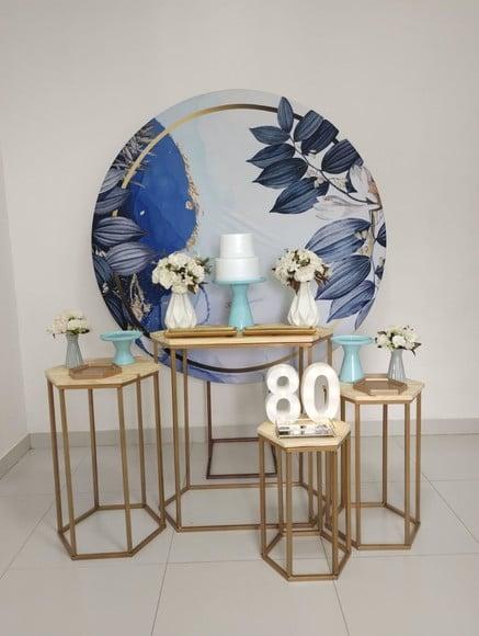 Decoração Azul Festa 80 Anos