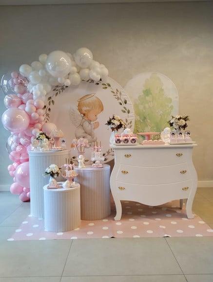 Decoração Batizado Rosa