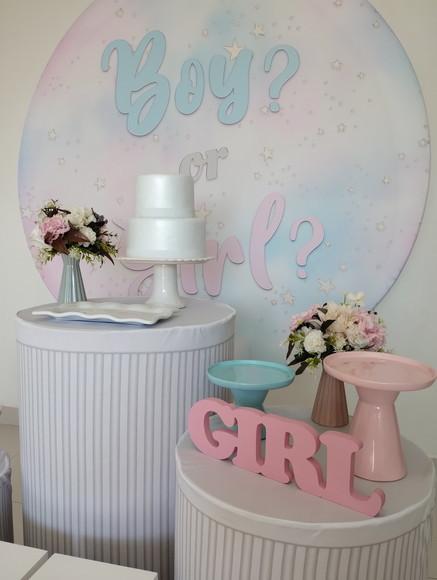 Decoração Chá Revelação Azul e Rosa