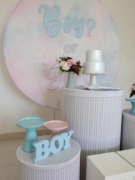 Decoração Chá Revelação Azul e Rosa