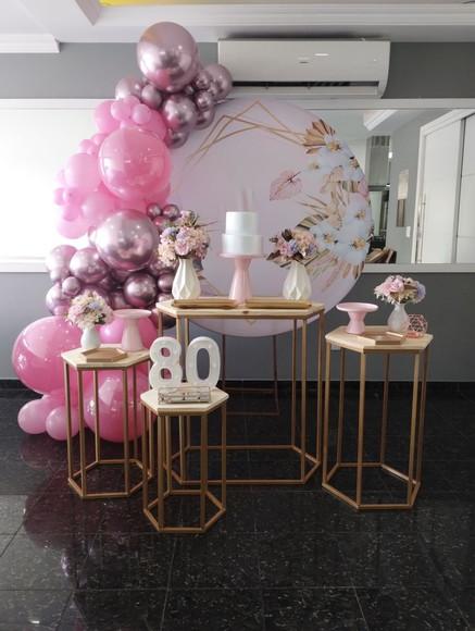 Decoração Festa Rose Gold Festa 80 Anos