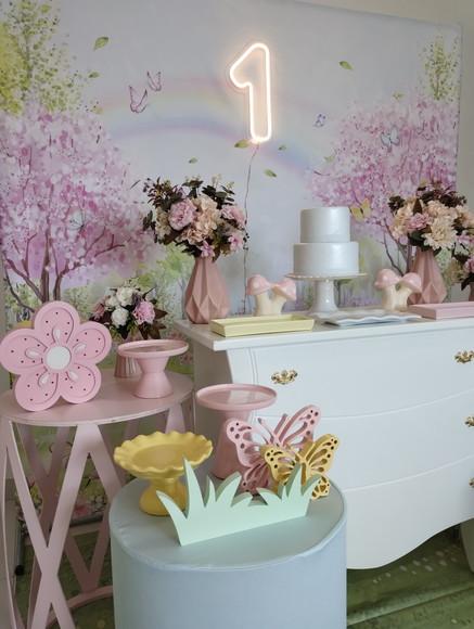 Decoração Jardim Encantado Rosa e Amarelo
