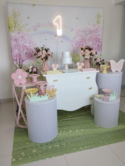 Decoração Jardim Encantado Rosa e Amarelo
