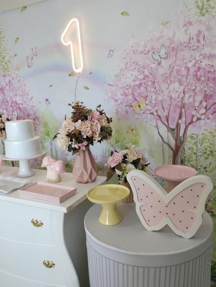Decoração Jardim Encantado Rosa e Amarelo