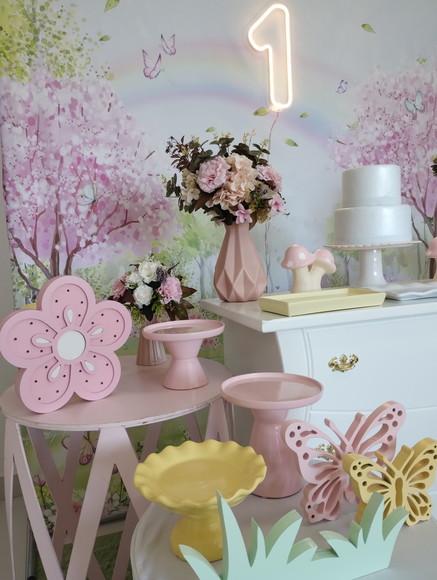 Decoração Jardim Encantado Rosa e Amarelo
