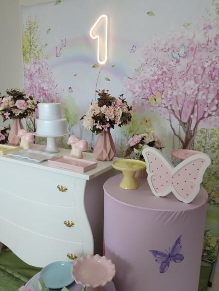Decoração Jardim Encantado Rosa e Amarelo