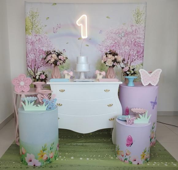 Decoração Jardim Encantado Rosa e Azul