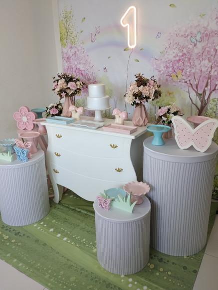 Decoração Jardim Encantado Rosa e Azul