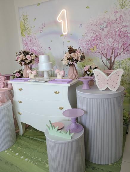 Decoração Jardim Encantado Rosa e Lilás