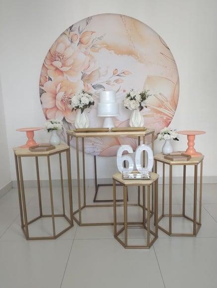 Decoração Laranja Floral 60 Anos