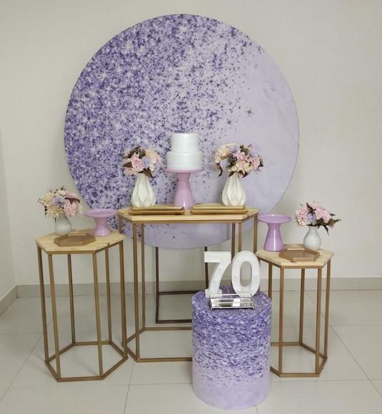 Decoração Lilás 70 Anos