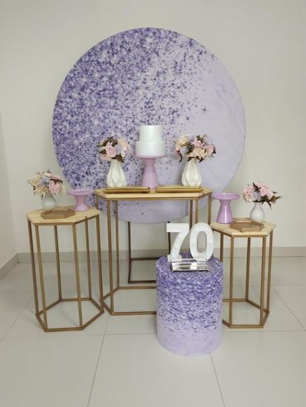 Decoração Lilás 70 Anos