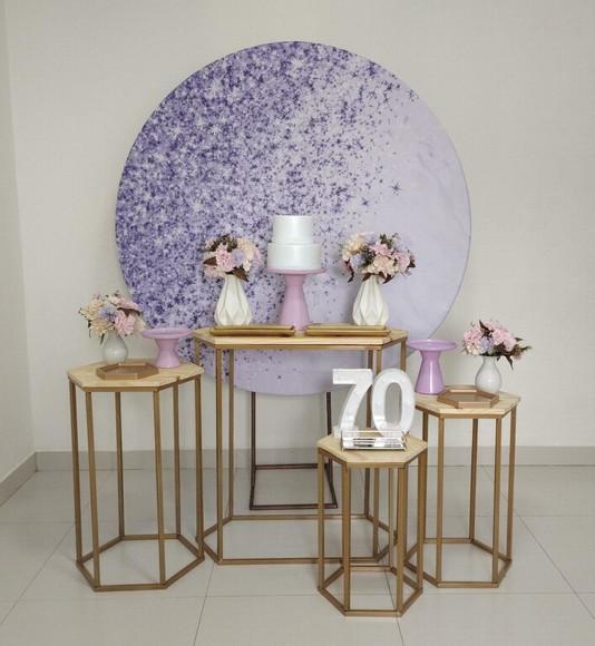 Decoração Lilás 70 Anos