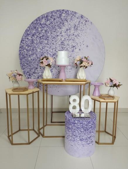 Decoração Lilás 80 Anos
