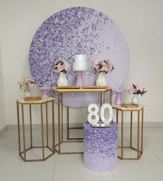 Decoração Lilás 80 Anos
