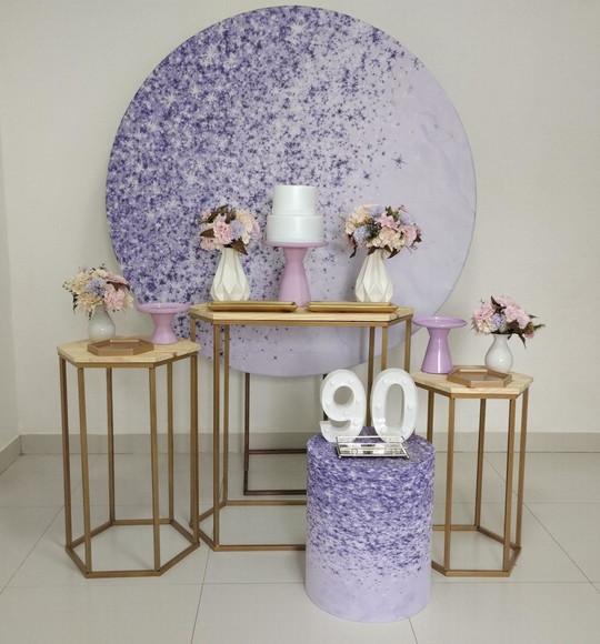 Decoração Lilás 90 Anos