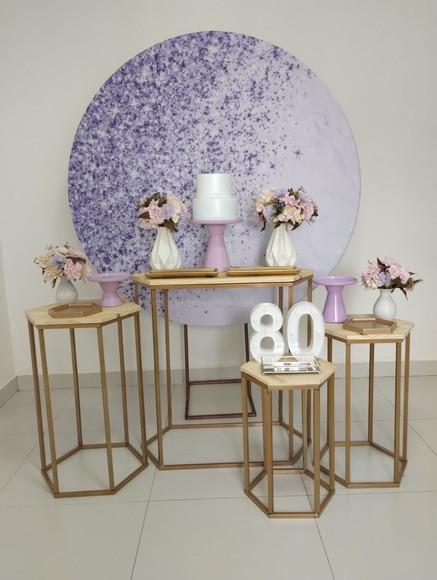 Decoração Lilás 80 Anos