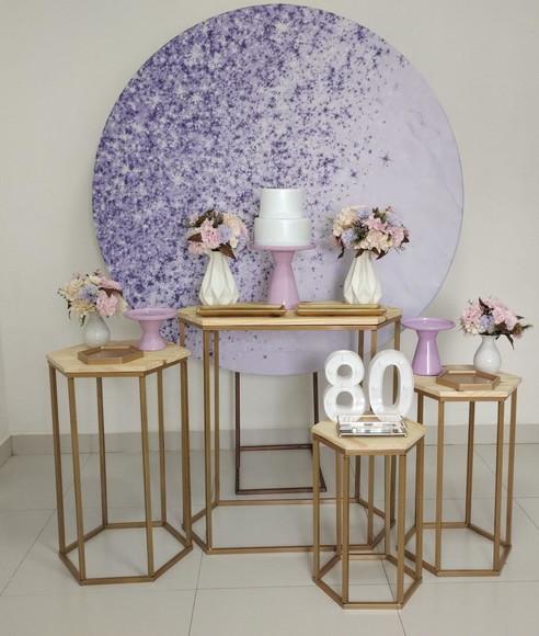 Decoração Lilás 80 Anos