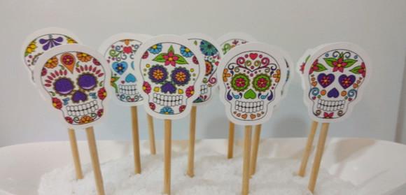 Kit Festa Caveira Mexicana 24 Caixinhas + 48 Toppers