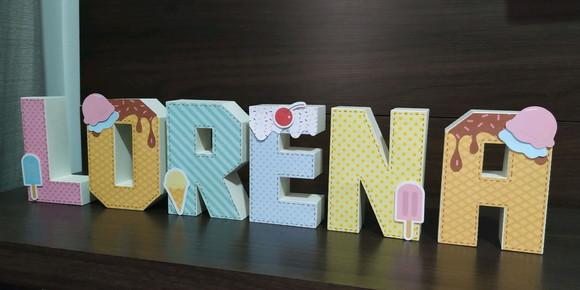 Letras 3 D Tema Sorvete