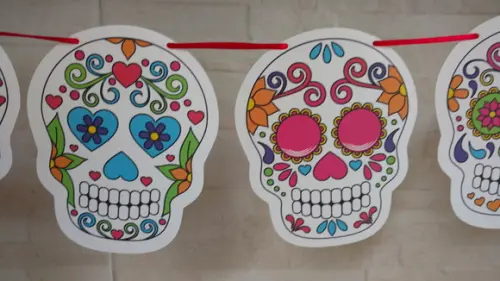 Bandeirolas Caveira Mexicana 10 Unidades