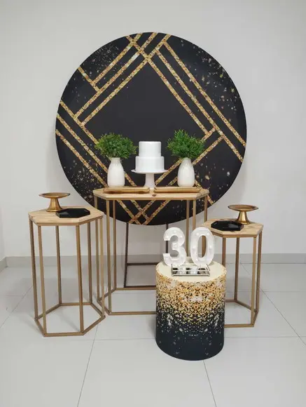 Decoração Adulto 30 Anos Preto e Dourado
