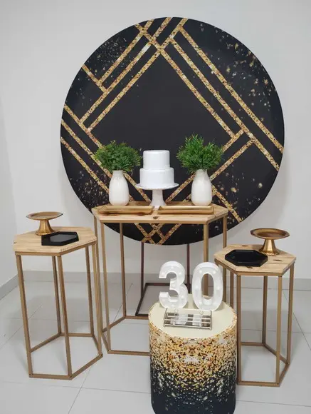 Decoração Adulto 30 Anos Preto e Dourado