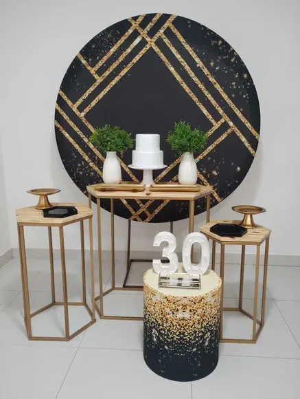 Decoração Adulto 30 Anos Preto e Dourado