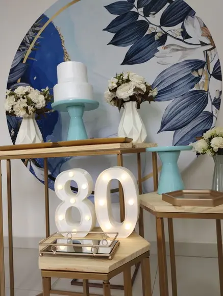 Decoração Azul Festa 80 Anos