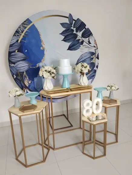 Decoração Azul Festa 80 Anos