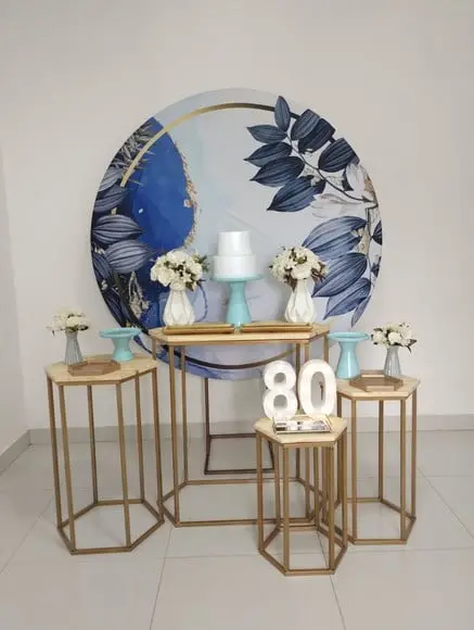 Decoração Azul Festa 80 Anos
