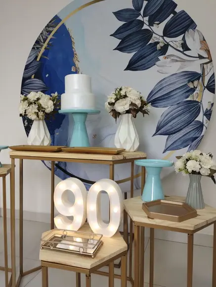 Decoração Azul Festa 90 Anos