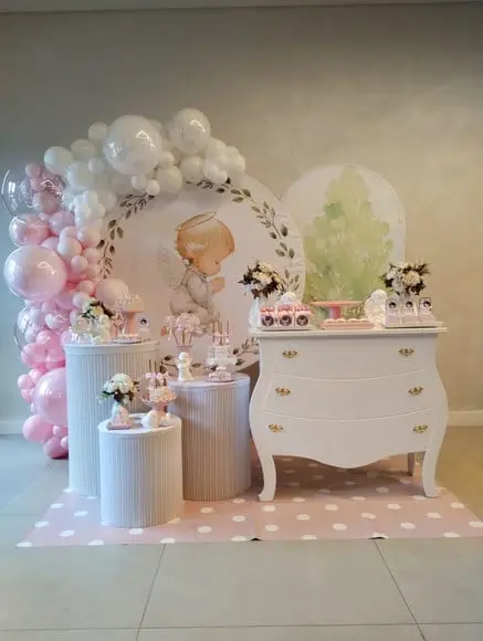 Decoração Batizado Rosa