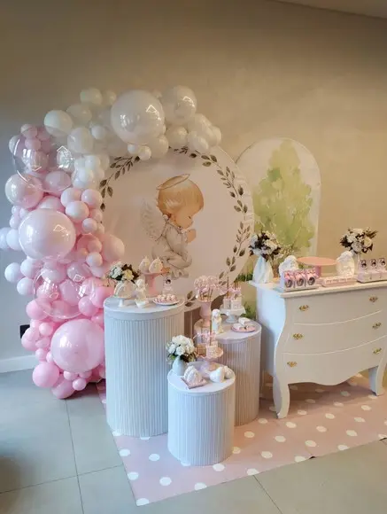Decoração Batizado Rosa
