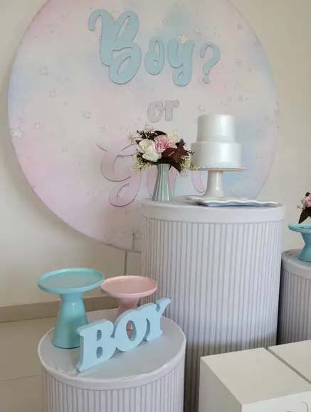Decoração Chá Revelação Azul e Rosa
