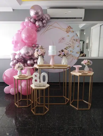 Decoração Festa Rose Gold Festa 80 Anos