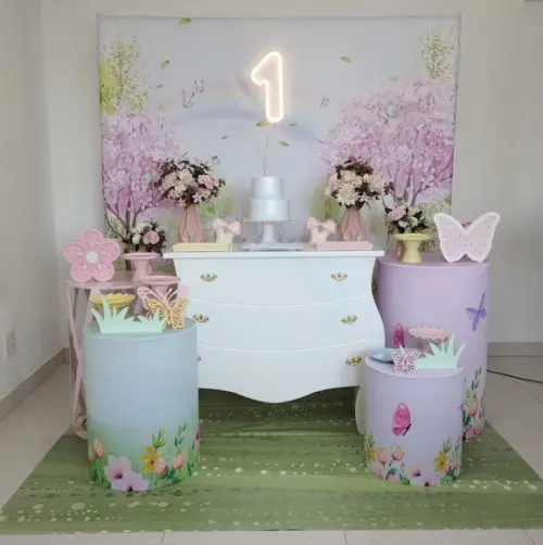 Decoração Jardim Encantado Rosa e Amarelo
