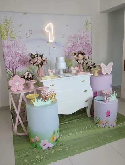 Decoração Jardim Encantado Rosa e Amarelo