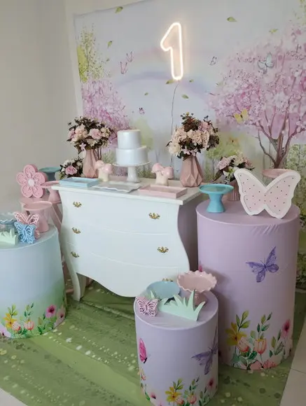 Decoração Jardim Encantado Rosa e Azul